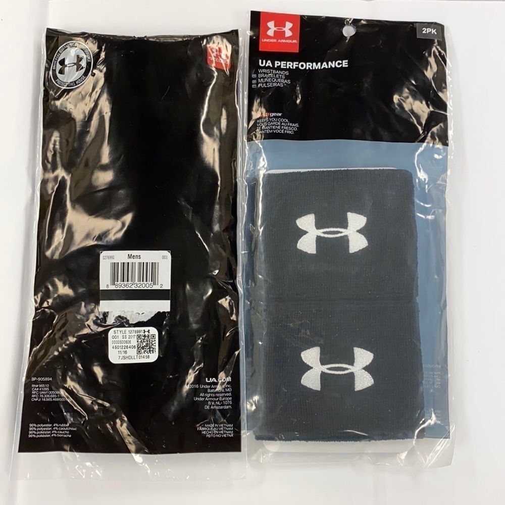 UNDER Armor Performance Black heat gear wristbands 2 pack‎
